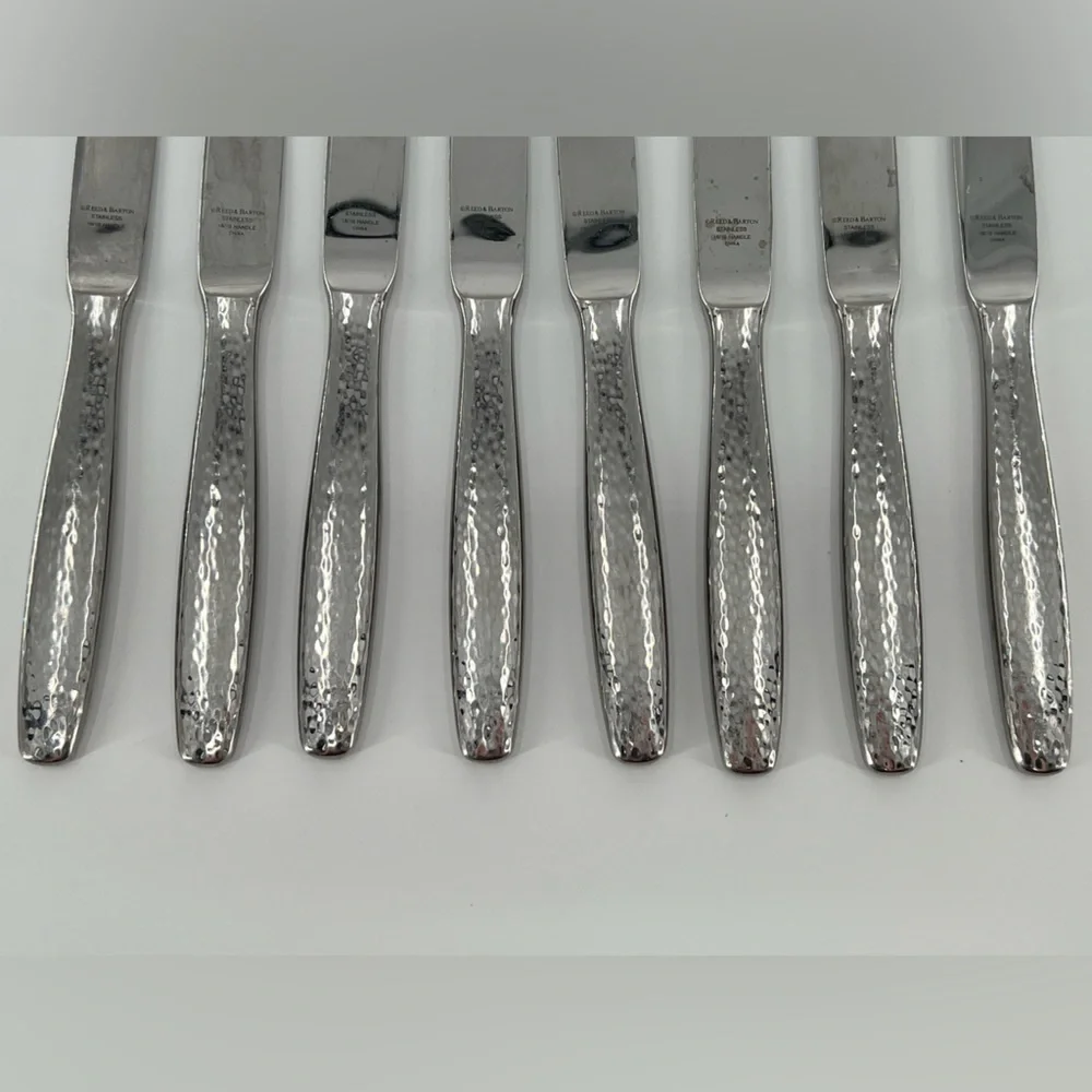 8 Reed &‎ Barton Palmer Butter Knives Hammered Modern Elegant
